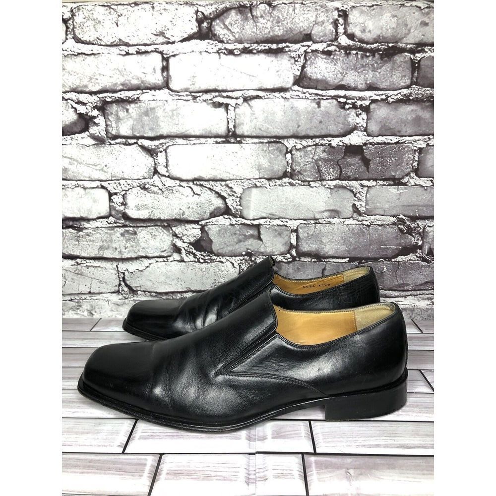 Mercanti Florentini Black Leather Slip On Square Toe Loafer Shoes Men Sz 11.5 US